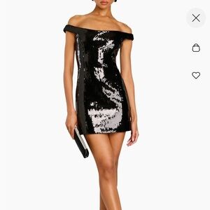 Retrofete Black Sequin Mini Dress